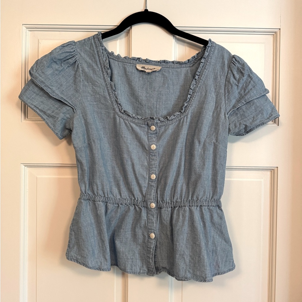 Madewell Chambray Peplum Top